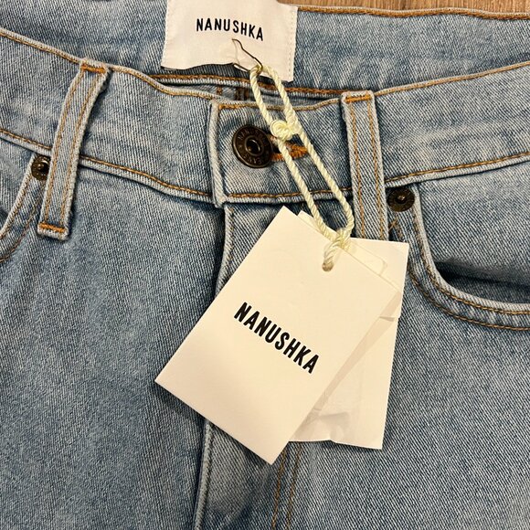 NWT Nanushka Bermuna Long Blue Jean Shorts Size 28 - Picture 4 of 8